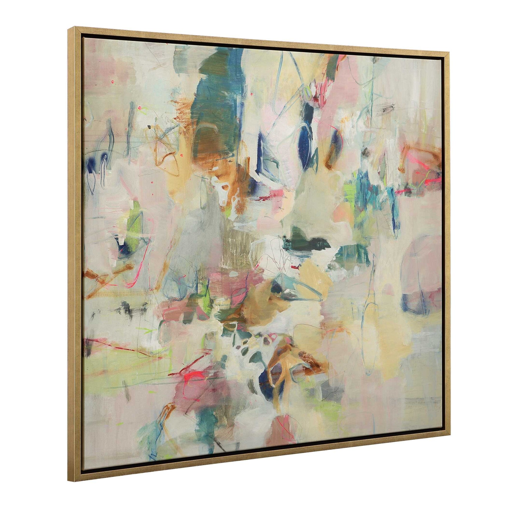 Party Time Multicolor Framed Abstract Art