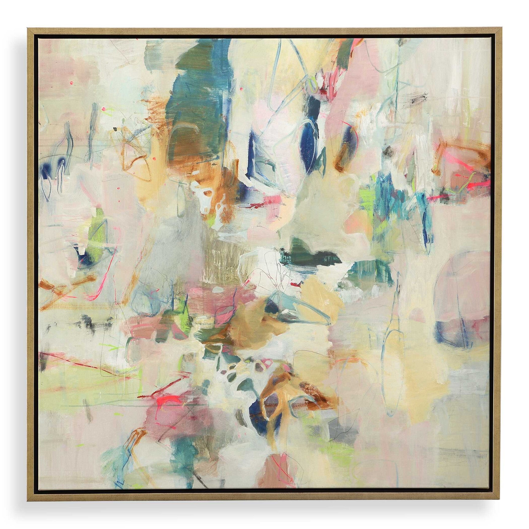 Party Time Multicolor Framed Abstract Art