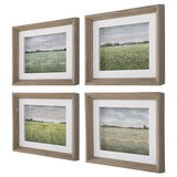 Quiet Meadows Green/Woodtone Framed Prints (Set of 4)