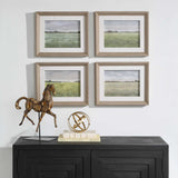 Quiet Meadows Green/Woodtone Framed Prints (Set of 4)