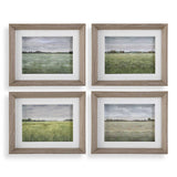 Quiet Meadows Green/Woodtone Framed Prints (Set of 4)