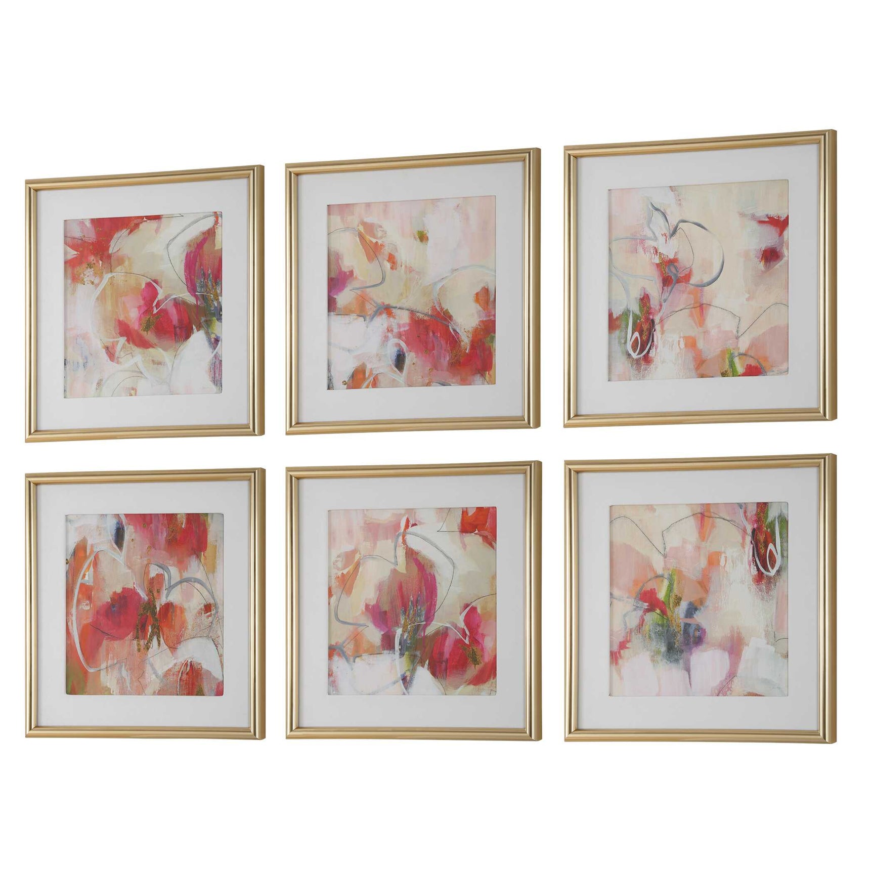 Fresh Start Red Abstract Prints (Set of 6)