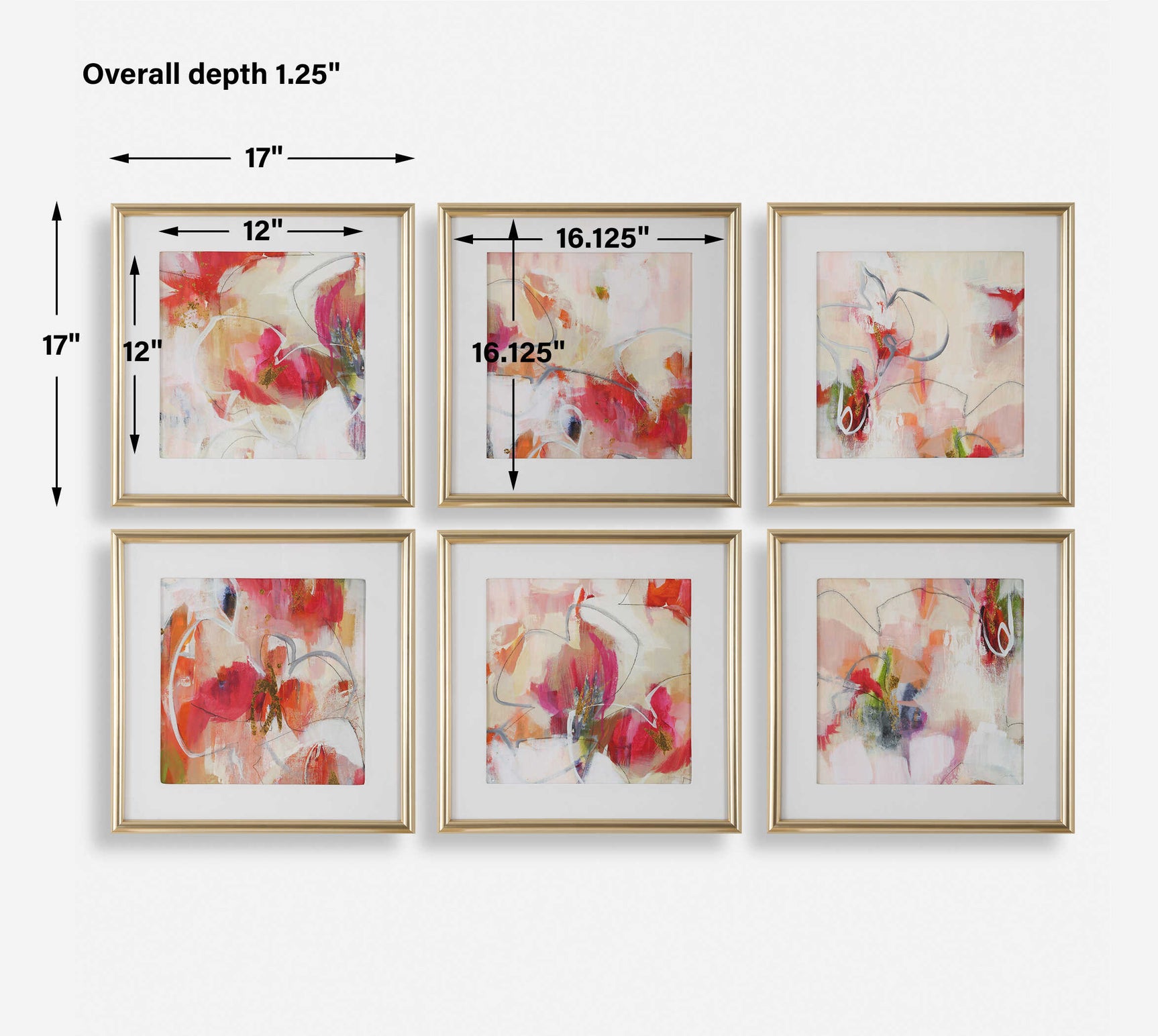 Fresh Start Red Abstract Prints (Set of 6)