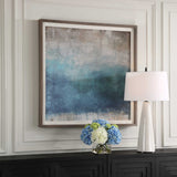 Serenity Paused Blue/Gray/Woodtone Framed Abstract Print