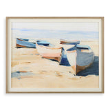 Beached Boats Multicolor Framed Print