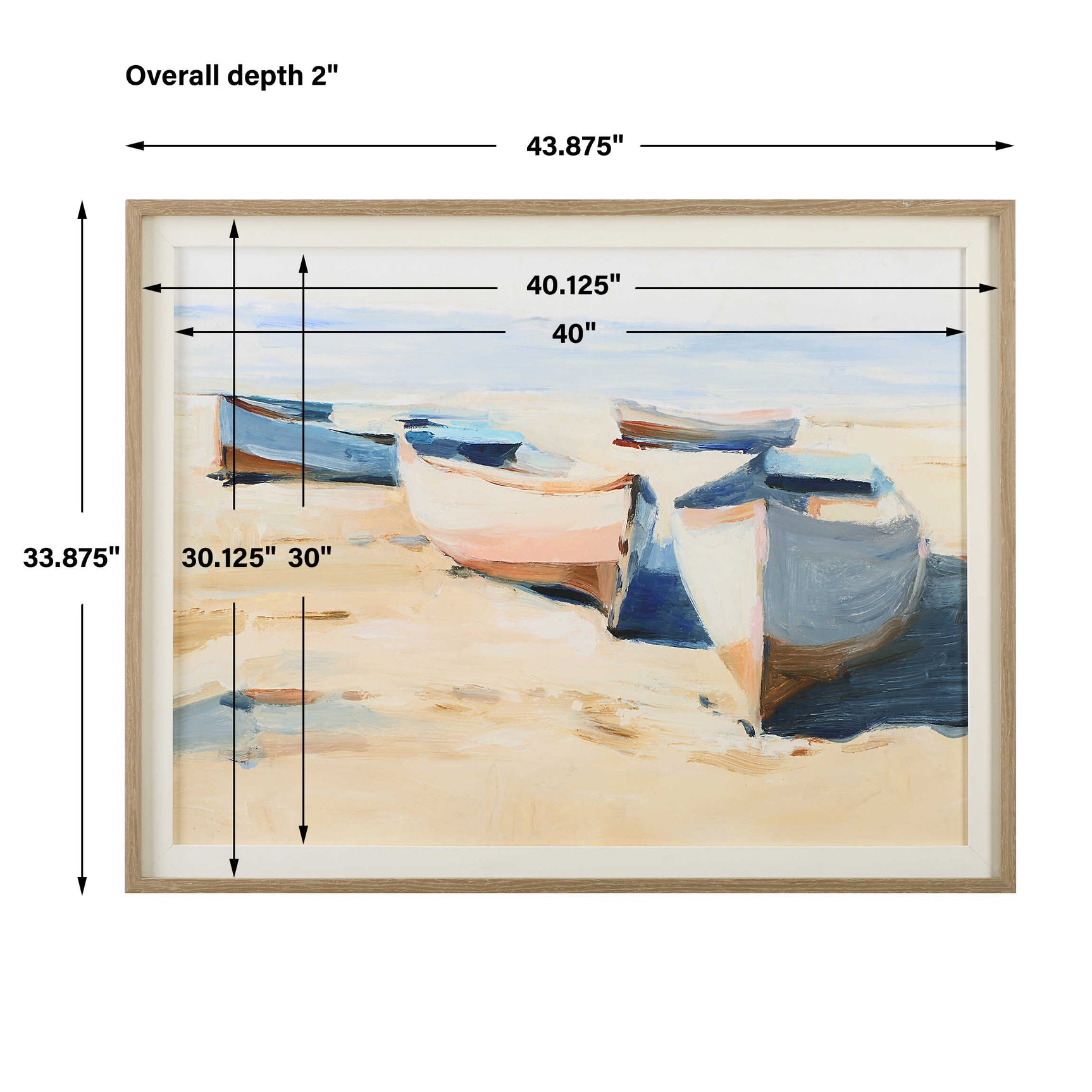 Beached Boats Multicolor Framed Print