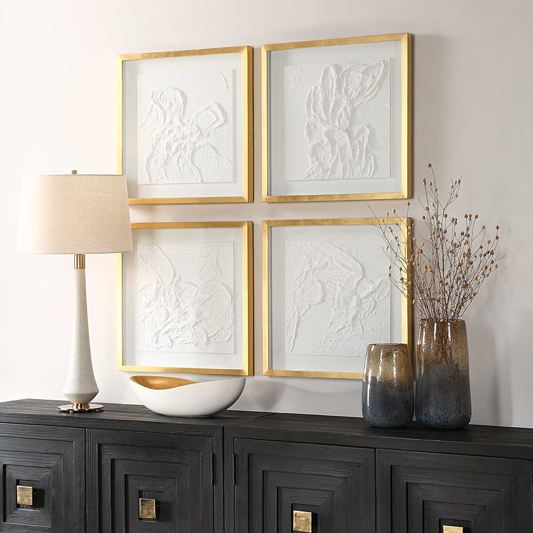 Fourfold Gold/White Framed Prints (Set of 4)