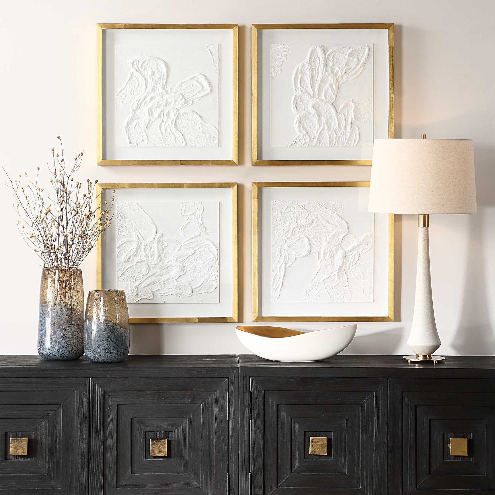 Fourfold Gold/White Framed Prints (Set of 4)