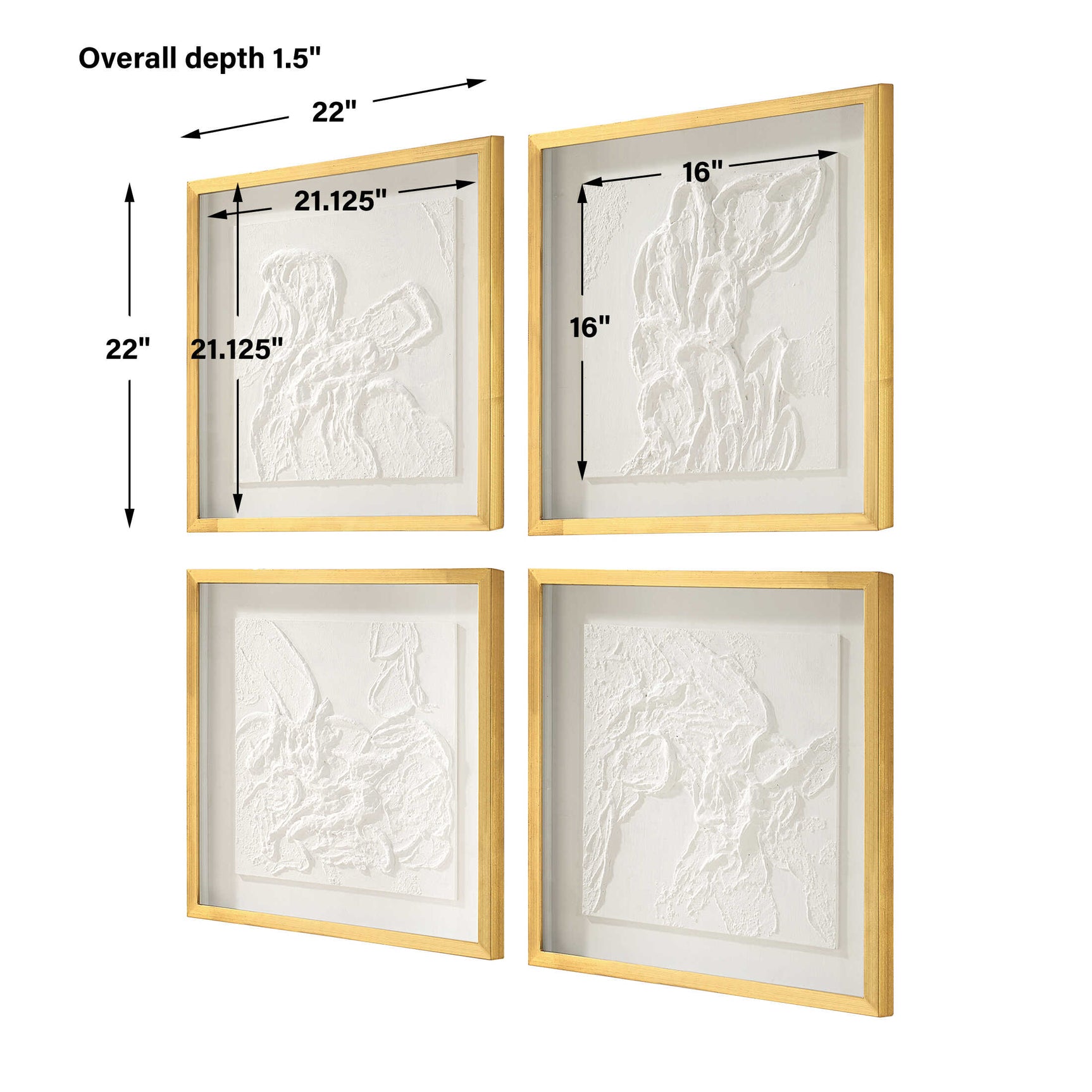 Fourfold Gold/White Framed Prints (Set of 4)