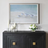 Tranquil Shorebirds On The Sand Gray/Woodtone Framed Print
