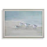 Tranquil Shorebirds On The Sand Gray/Woodtone Framed Print