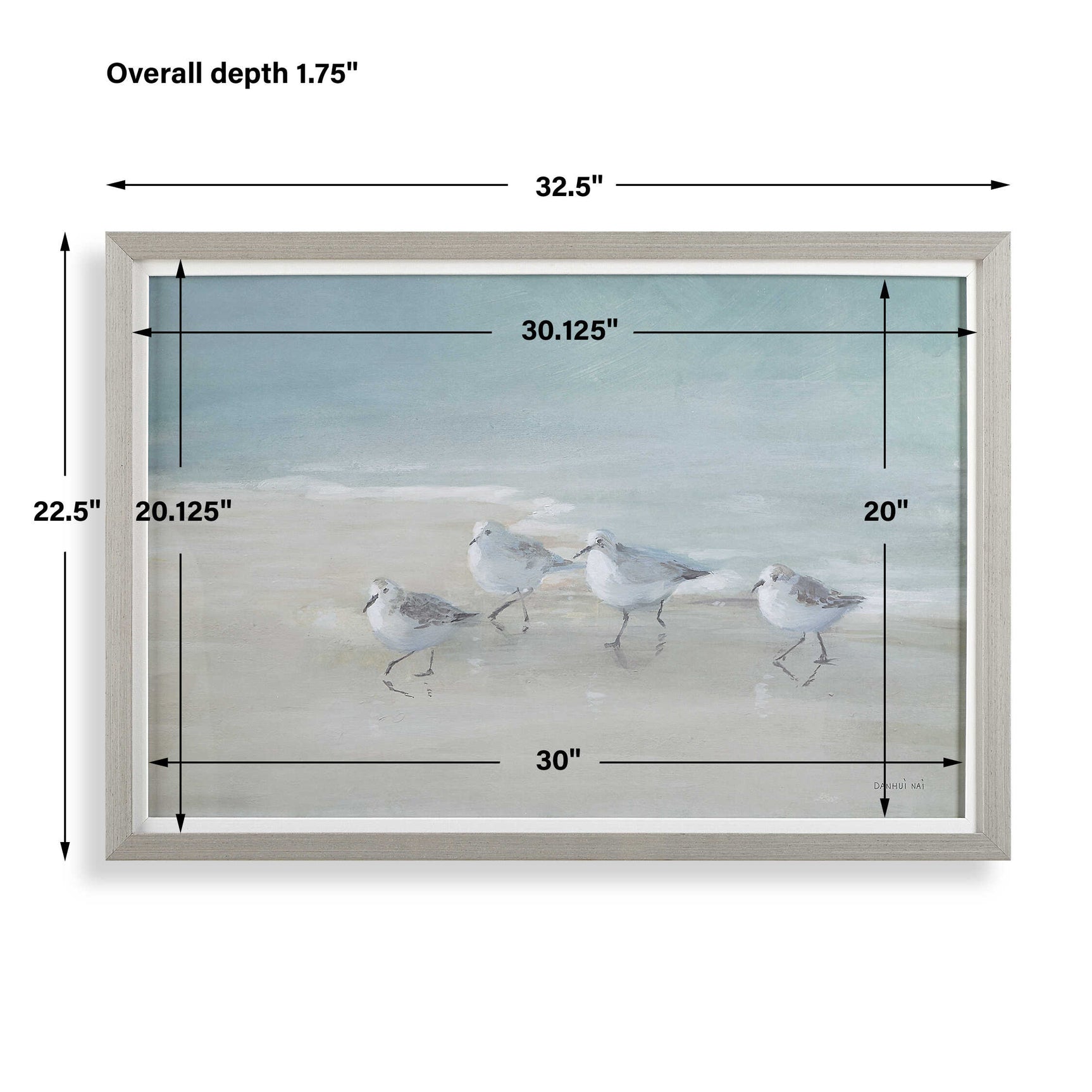Tranquil Shorebirds On The Sand Gray/Woodtone Framed Print