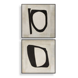 Characters Black/Brown/White Abstract Art (Set of 2)