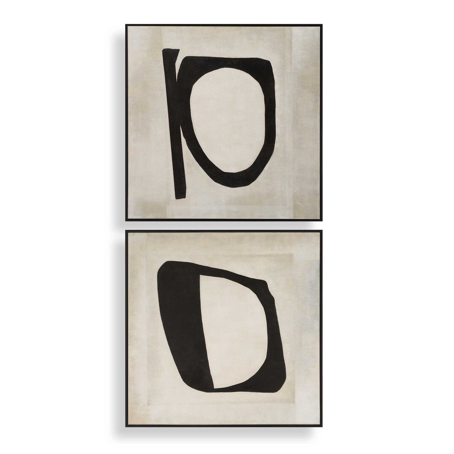 Characters Black/Brown/White Abstract Art (Set of 2)