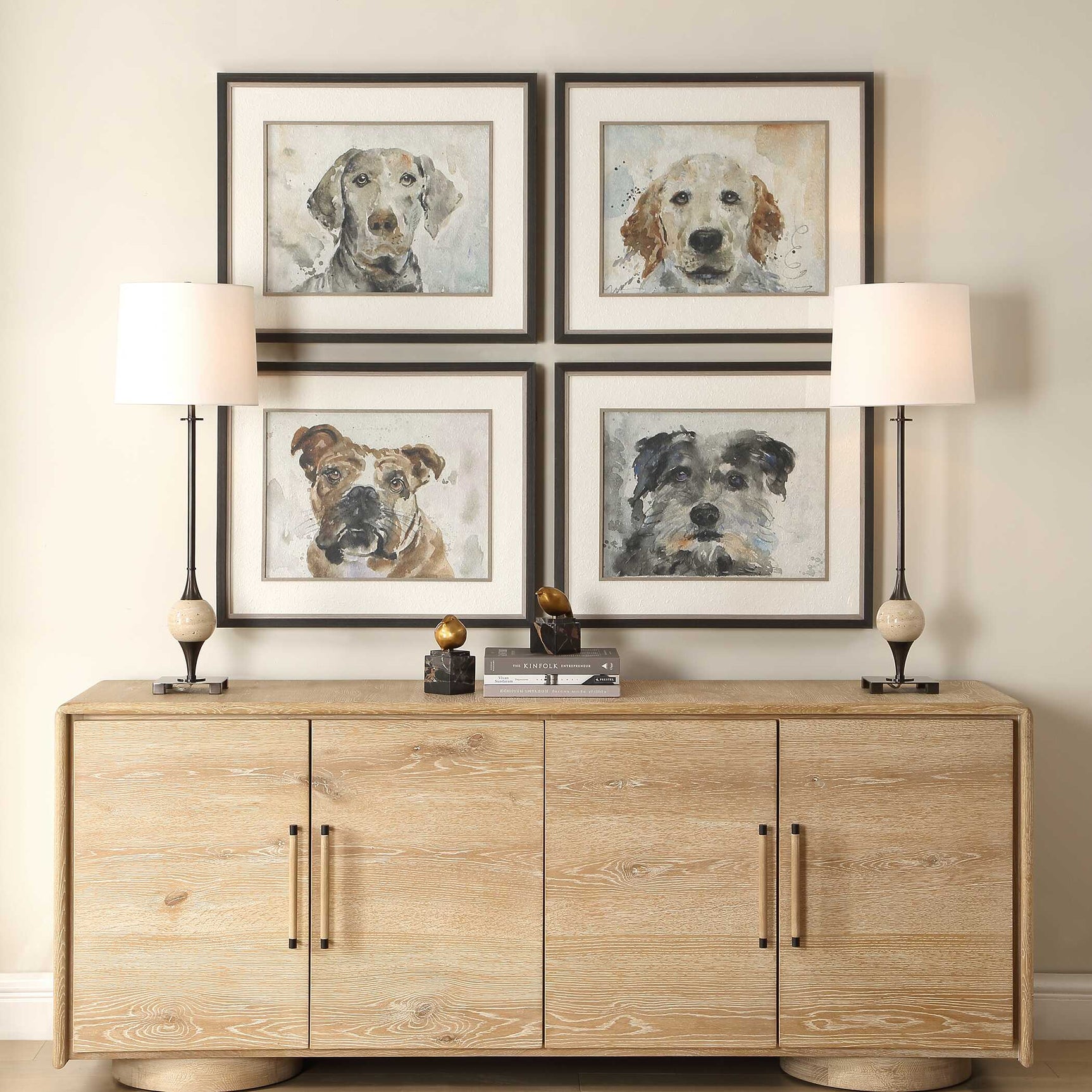 Dog Days Multicolor Framed Prints (Set of 4)