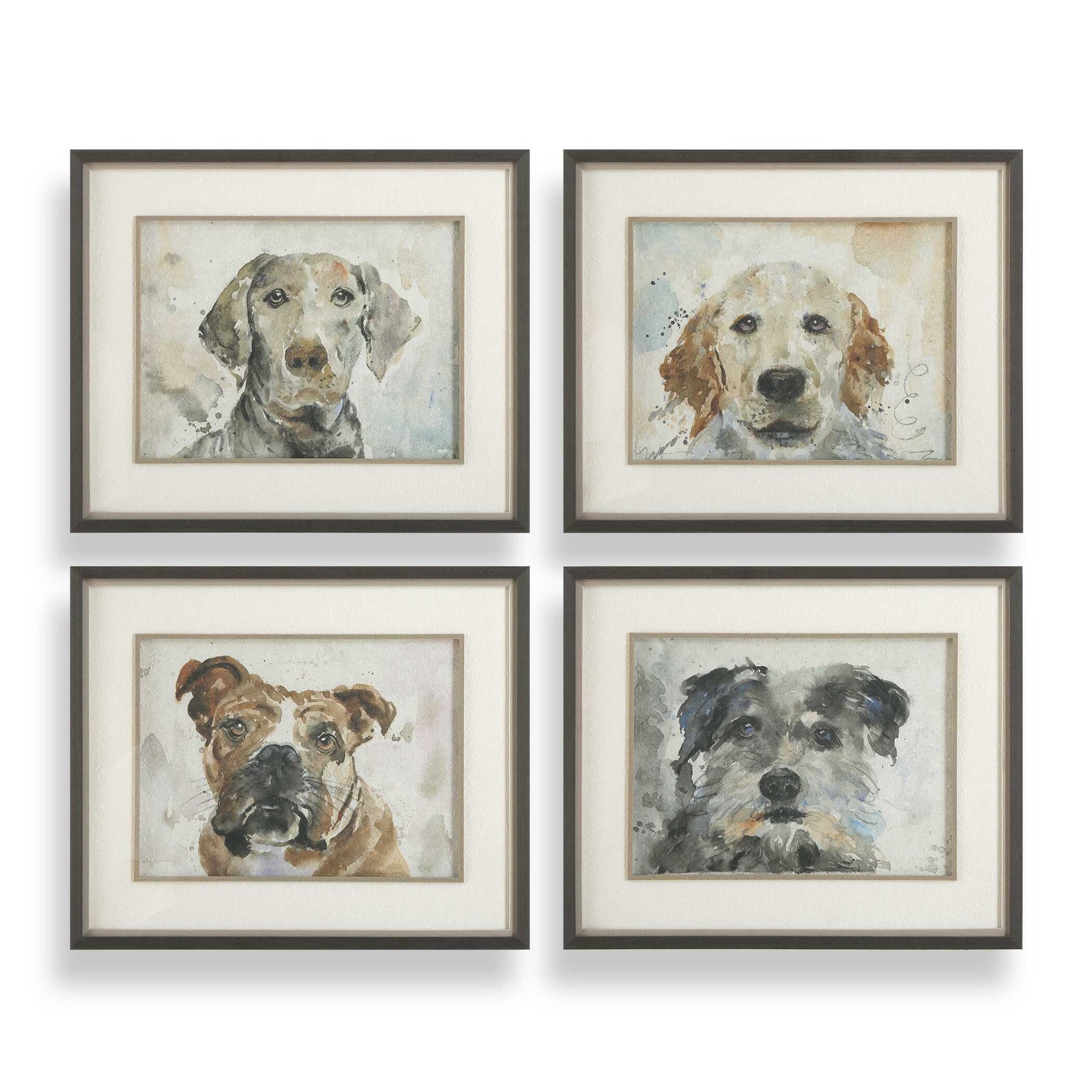 Dog Days Multicolor Framed Prints (Set of 4)