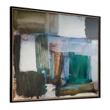 Green Fields Multicolor Framed Abstract Canvas