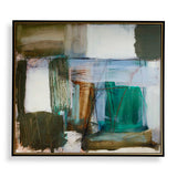 Green Fields Multicolor Framed Abstract Canvas