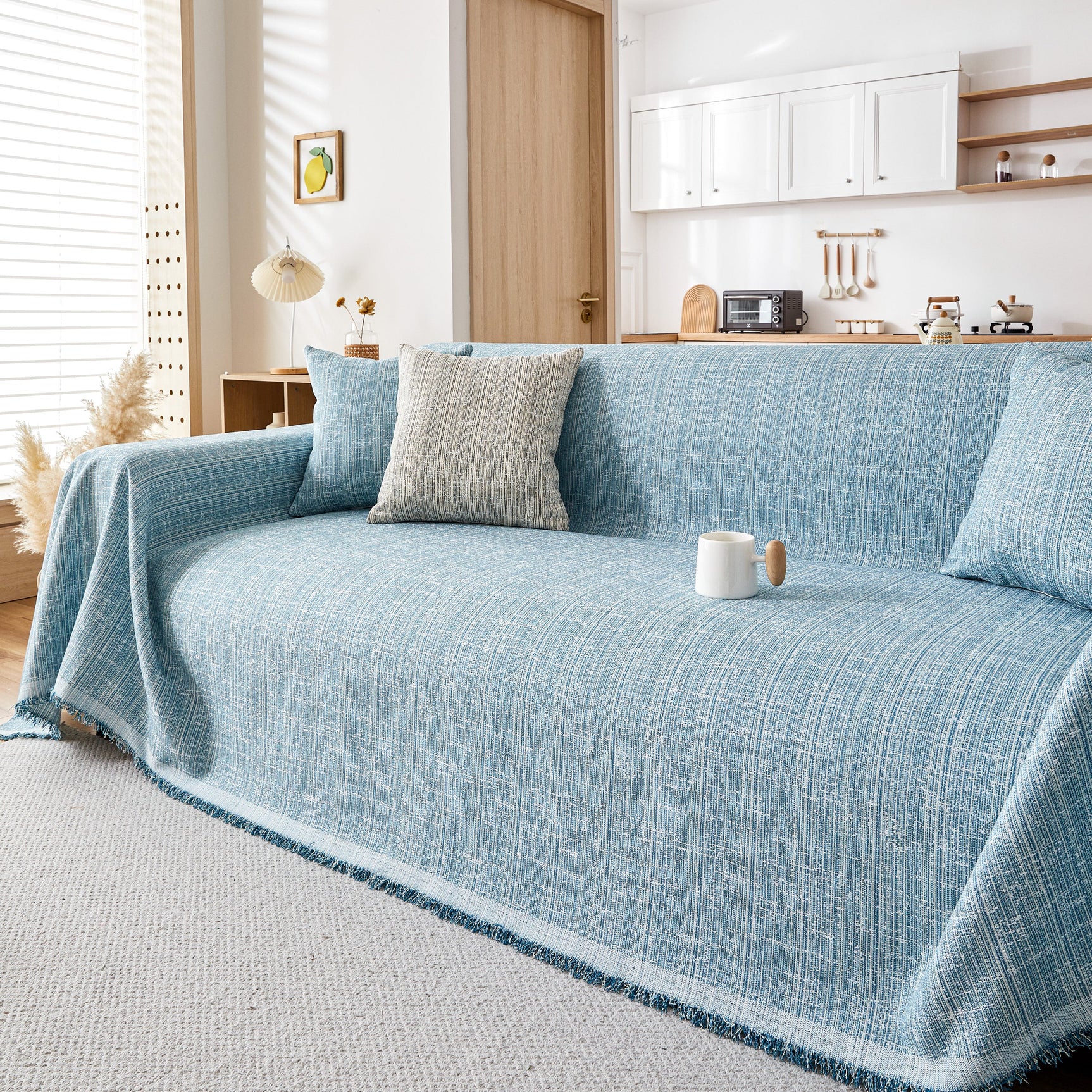 Couch Cover Blanket Couch Covers for Most Shape Sofas Washable Durable Sofa Throw Cover with Tassels