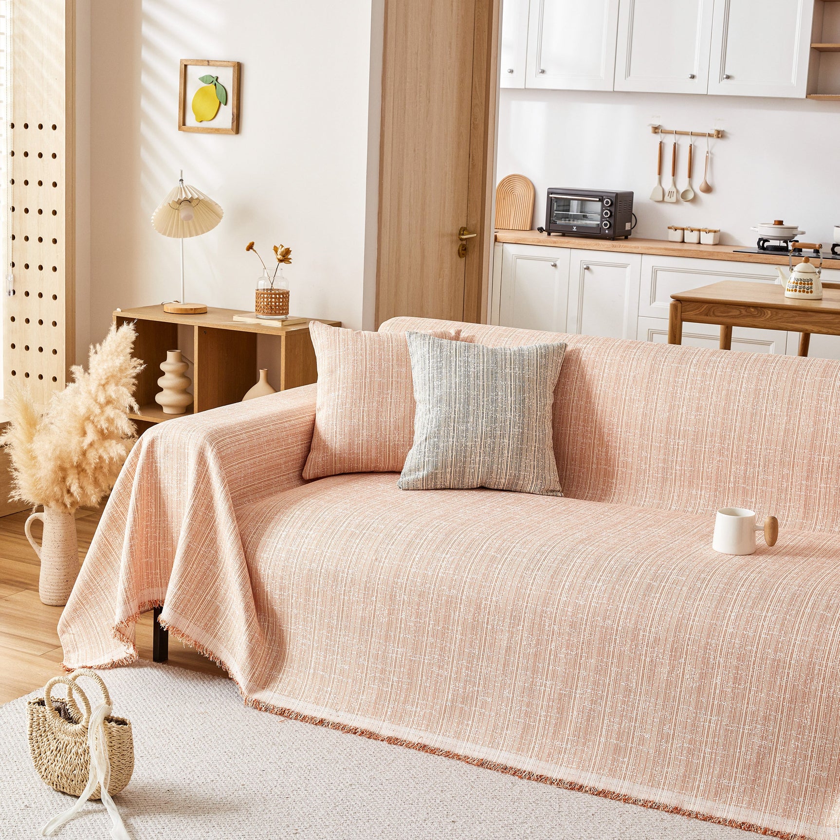 Couch Cover Blanket Couch Covers for Most Shape Sofas Washable Durable Sofa Throw Cover with Tassels