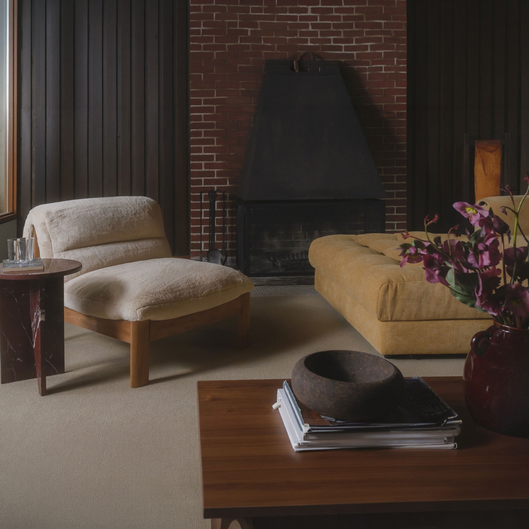 Pierce Beige/Brown Faux Fur Accent Chair