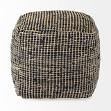 Aalia Charcoal Leather and Jute Pouf - Ornate Home