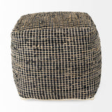 Aalia Charcoal Leather and Jute Pouf - Ornate Home