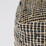 Aalia Charcoal Leather and Jute Pouf - Ornate Home