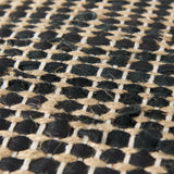 Aalia Charcoal Leather and Jute Pouf - Ornate Home