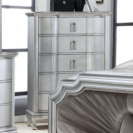 Aalok Silver/Warm Gray 5 Pc. Queen Bedroom Set w/ Chest - Ornate Home