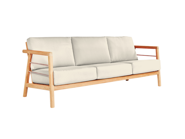 Aalto 3-Person Teak Canvas Outdoor Sofa with Sunbrella® Cushion - Ornate Home