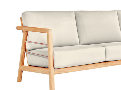 Aalto 3-Person Teak Canvas Outdoor Sofa with Sunbrella® Cushion - Ornate Home