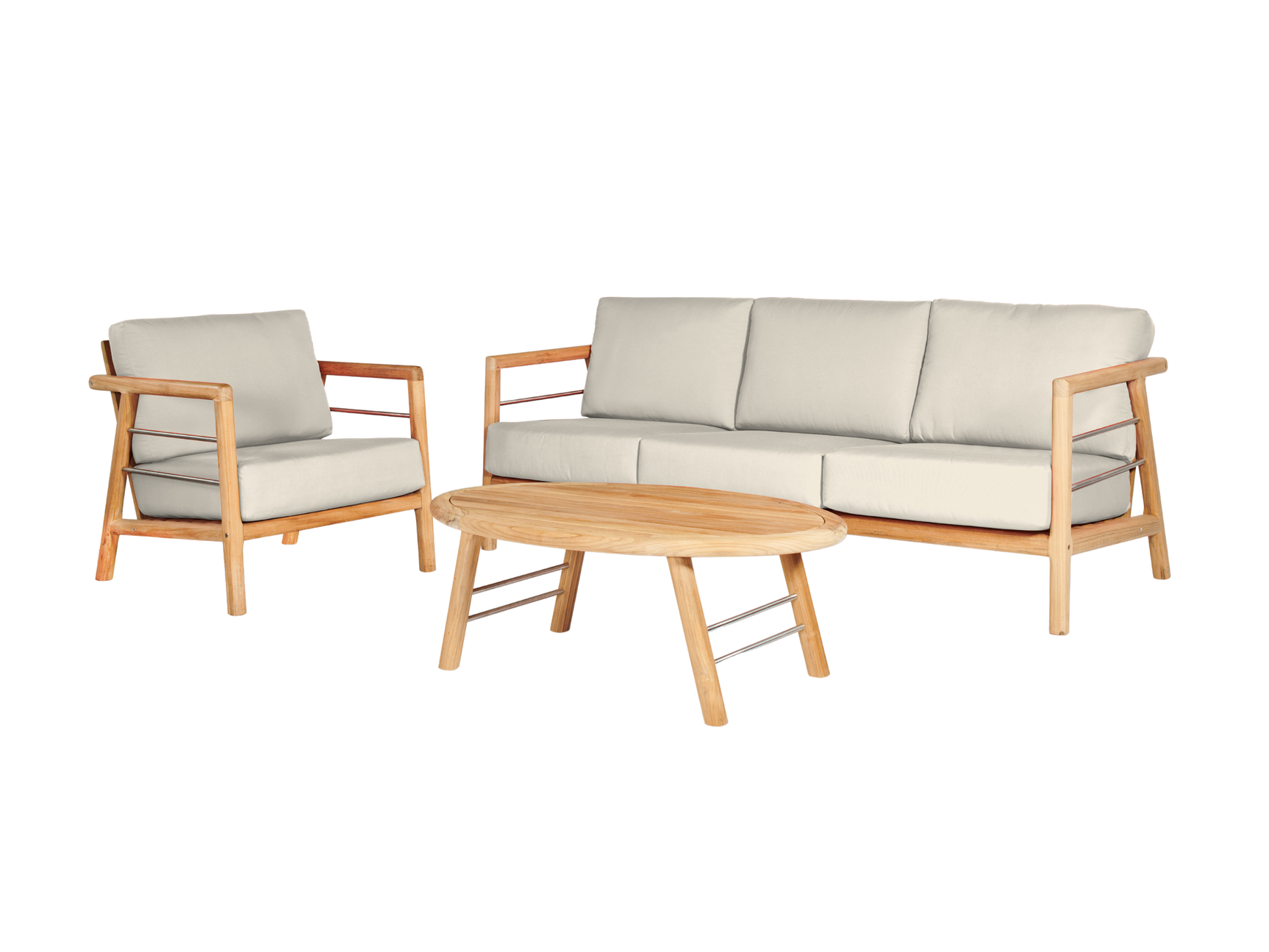 Aalto 3-Person Teak Canvas Outdoor Sofa with Sunbrella® Cushion - Ornate Home