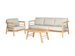 Aalto 3-Person Teak Canvas Outdoor Sofa with Sunbrella® Cushion - Ornate Home