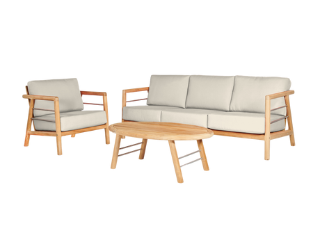 Aalto 3-Person Teak Canvas Outdoor Sofa with Sunbrella® Cushion - Ornate Home