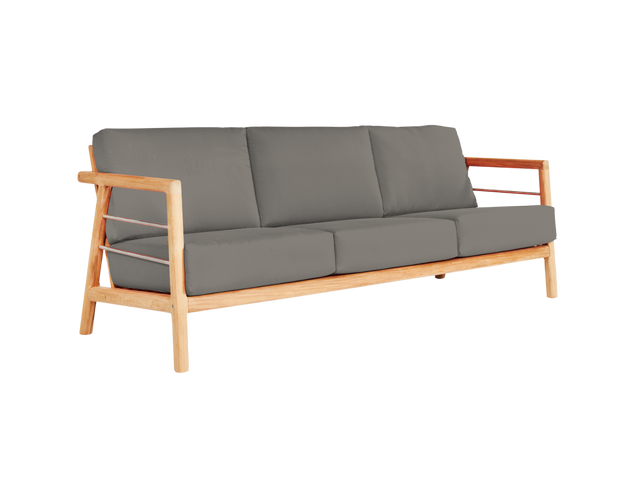 Aalto 3-Person Teak Charcoal Outdoor Sofa with Sunbrella® Cushion - Ornate Home