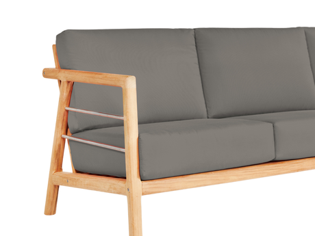 Aalto 3-Person Teak Charcoal Outdoor Sofa with Sunbrella® Cushion - Ornate Home