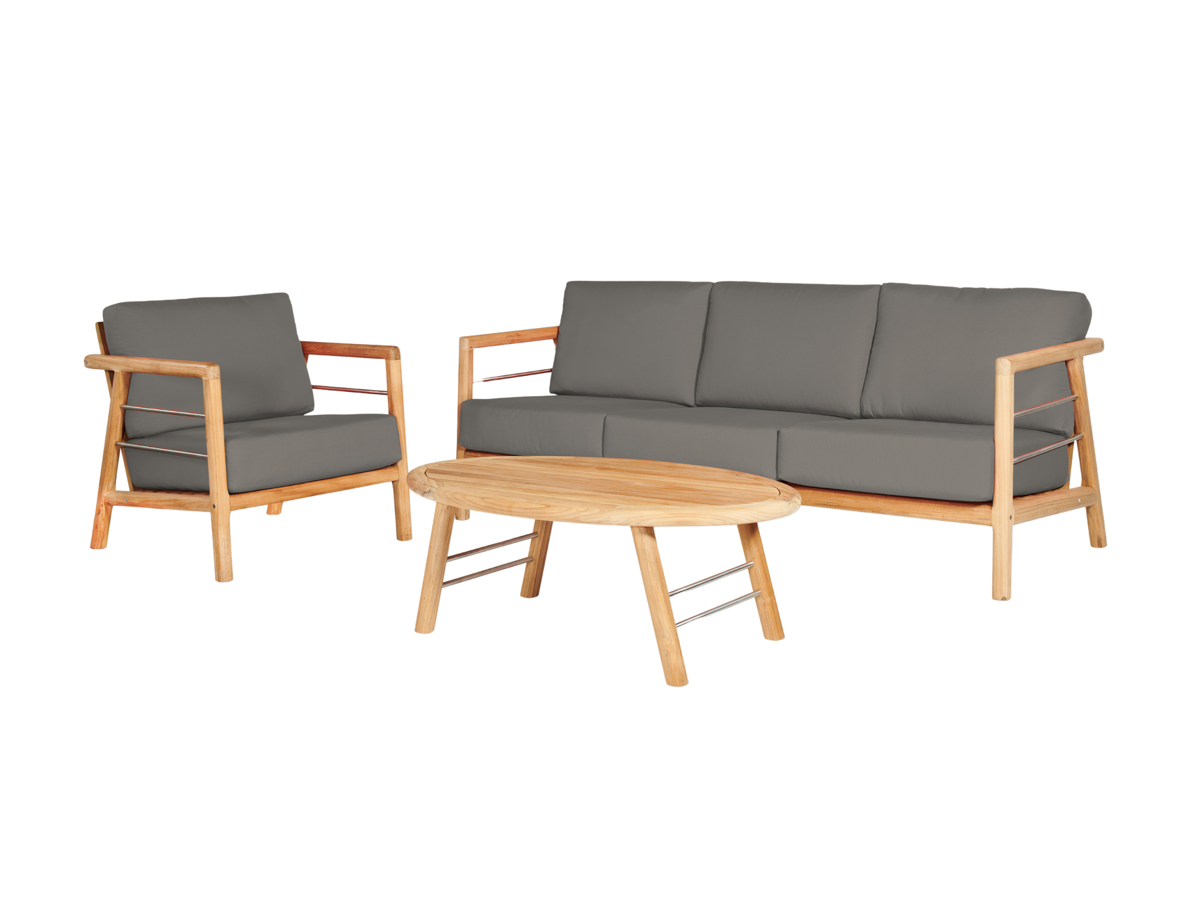 Aalto 3-Person Teak Charcoal Outdoor Sofa with Sunbrella® Cushion - Ornate Home