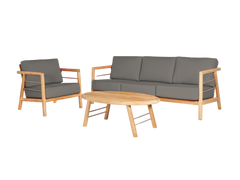 Aalto 3-Person Teak Charcoal Outdoor Sofa with Sunbrella® Cushion - Ornate Home