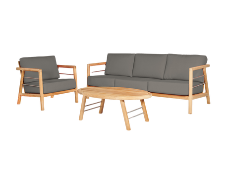 Aalto 3-Person Teak Charcoal Outdoor Sofa with Sunbrella® Cushion - Ornate Home