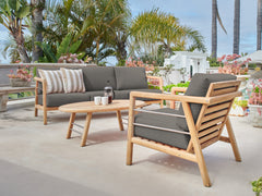 Aalto 3-Person Teak Charcoal Outdoor Sofa with Sunbrella® Cushion - Ornate Home