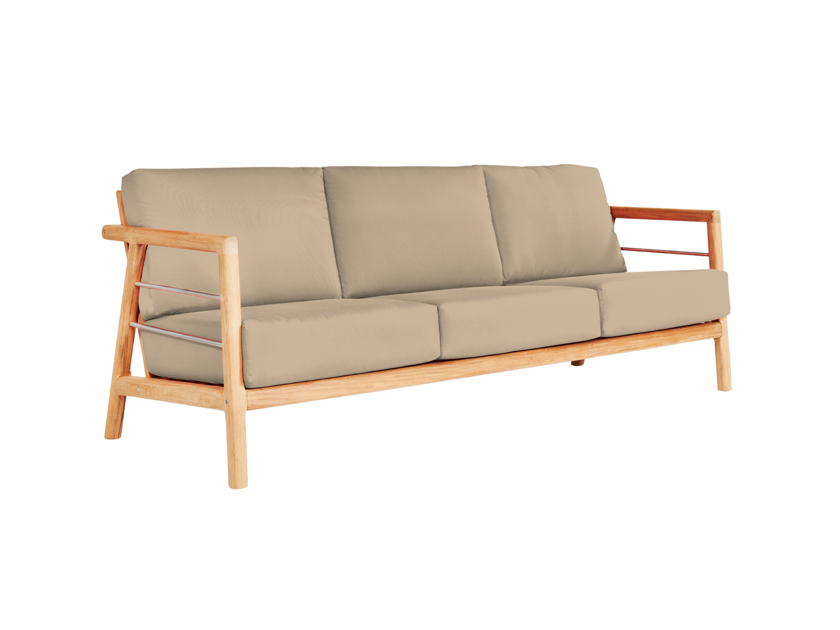 Aalto 3-Person Teak Fawn Outdoor Sofa with Sunbrella® Cushion - Ornate Home