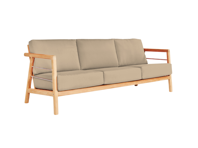 Aalto 3-Person Teak Fawn Outdoor Sofa with Sunbrella® Cushion - Ornate Home