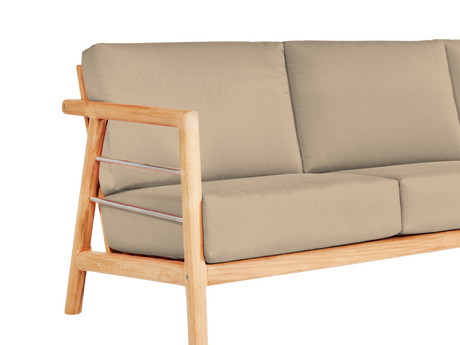 Aalto 3-Person Teak Fawn Outdoor Sofa with Sunbrella® Cushion - Ornate Home
