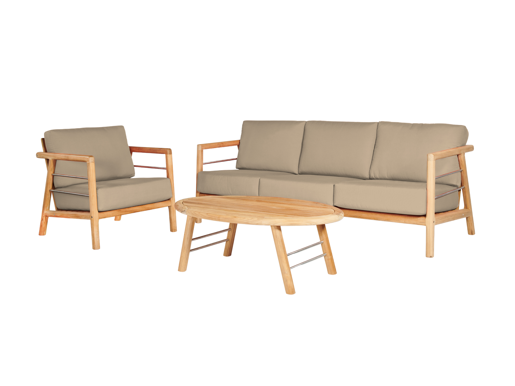 Aalto 3-Person Teak Fawn Outdoor Sofa with Sunbrella® Cushion - Ornate Home