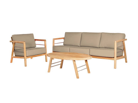 Aalto 3-Person Teak Fawn Outdoor Sofa with Sunbrella® Cushion - Ornate Home