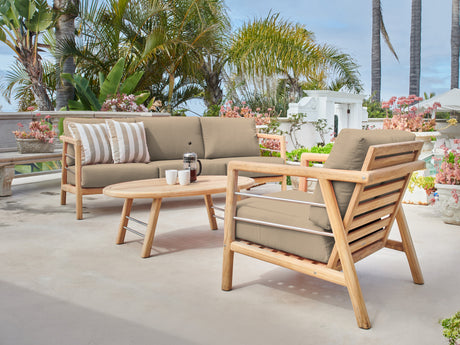 Aalto 3-Person Teak Fawn Outdoor Sofa with Sunbrella® Cushion - Ornate Home