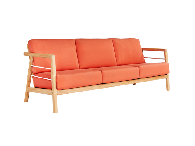 Aalto 3-Person Teak Melon Outdoor Sofa with Sunbrella® Cushion - Ornate Home