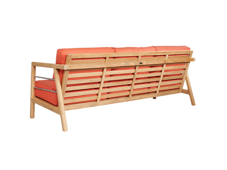 Aalto 3-Person Teak Melon Outdoor Sofa with Sunbrella® Cushion - Ornate Home