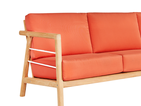 Aalto 3-Person Teak Melon Outdoor Sofa with Sunbrella® Cushion - Ornate Home